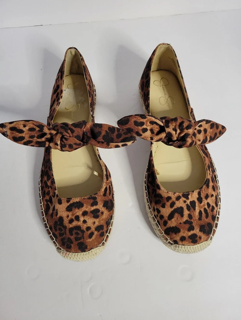 Jessica Simpson Leopard Print Espadrille Flats with Bow Detail